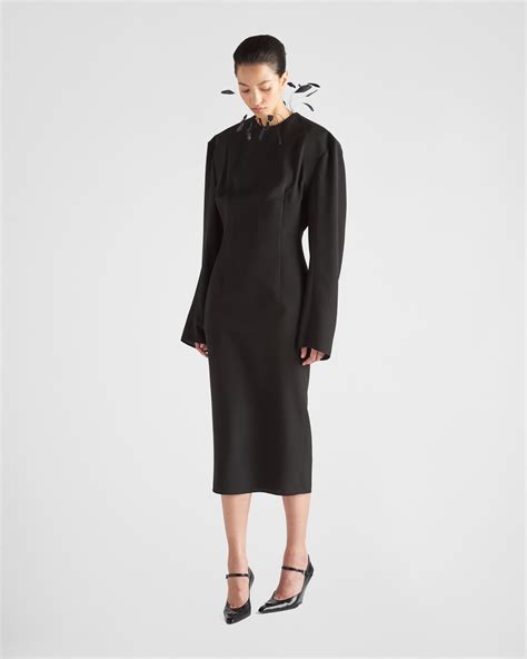 prada feather dress|Black Cady dress with feathers .